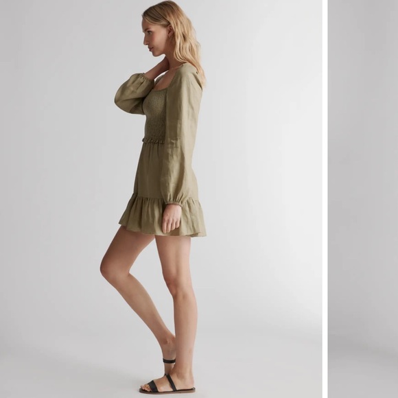 100% European Linen Smocked Mini Dress - Picture 5 of 7